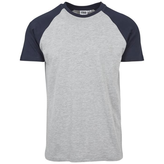 T-shirt Raglan - Urban Classics - Gris/Navy - Manches Courtes - 90% Coton - Regular Fit
