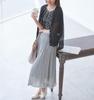 ROPE PICNIC Ruffle Sleeve Black Women's Blouse, (03)