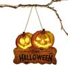 Décoration d'Halloween Lumière LED Accroche-porte Panneau de bienvenue Joyeux Halloween Citrouille Artisanat Mural Pour Maison Jardin Extérieur Décor Horreur