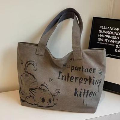 Bolsa Tote de Lona Casual Grande Capacidade Feminina Nova Moda para Sair Portátil Bolsa de Compras Bolsa de Ombro para o Trabalho
