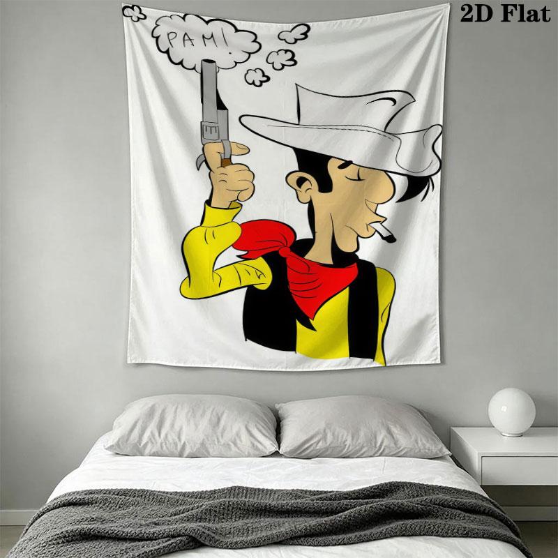 Lucky Luke Soul Wall Tapestry Aesthetic Wall Hanging Printed Fabric Blanket Decorative Tapestries for Bedroom Living Room Home Decor