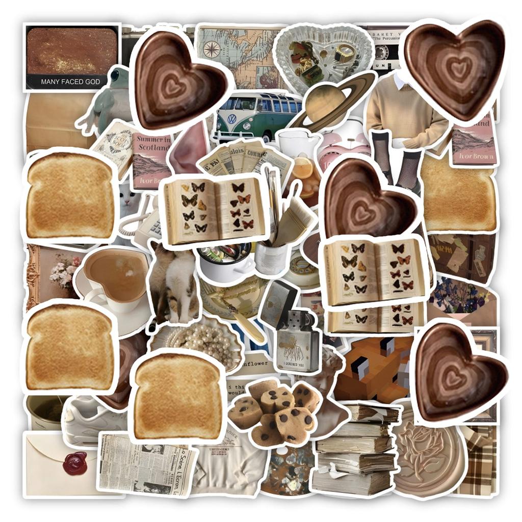 60pcs Cute Vintage Stickers Cartoon Decals DIY Guitar Fridge Skateboard Travel Suitcase Car Sticker