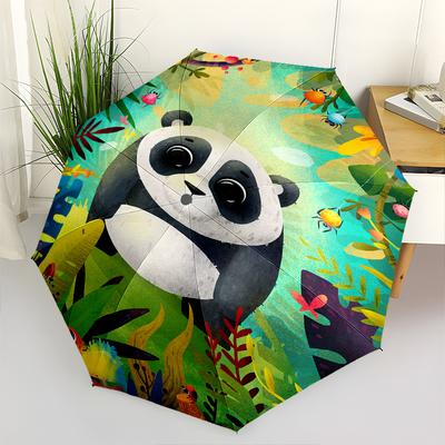 Panda, Jungle Theme Automatic Open/Close Umbrella, Portable 3 Fold Compact Umbrella for Men & Women, Valentine's Day Mother's Day Gift0725049