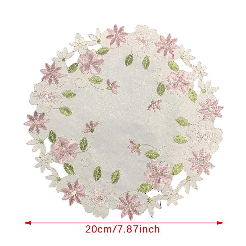 Rose Flower Embroidery Placemat Coaster Cup Pad Table Place Mat Craft Kitchen
