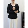 Autumn and winter new streamer design sense solid color knitted bottoming shirt slim and thin temperament sweater pullover woman