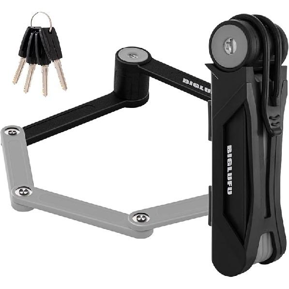 

Велосипедный замок BIGLUFU, велосипедный скутер, мотоцикл, складной замок, ремень, 4 ключа, складная цепь, складной замок из сверхпрочной легированной стали с монтажным кронштейном 2 1 Pack серый