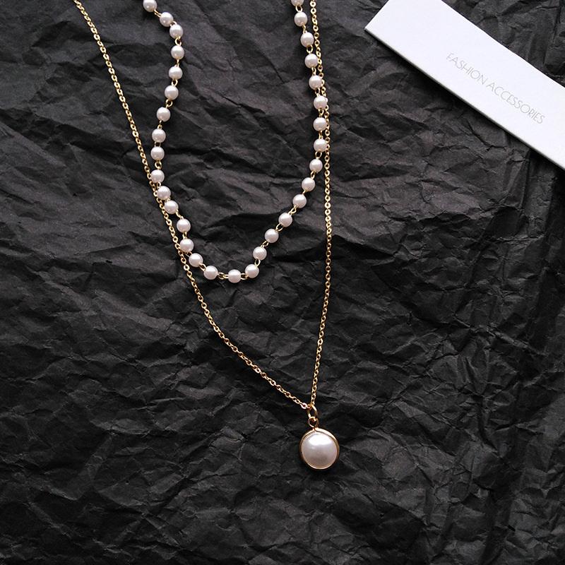 Fashion Chain Pearl Necklace For Women Baroque Pearl Metal Charm Pendants Necklaces Choker Bead Chain Jewelry Gifts