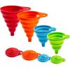 Kitchen Funnel Set 4 Pack, Small and Large, Kitchen Gadgets Accessories Foldable Silicone Collapsible Funnels for Filling Water Bottle Liquid Transfer
