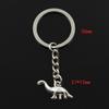 Fashion 30mm Key Ring Metal Key Chain Keychain Jewelry Antique Bronze Silver Color Plated Dinosaur Brontosaurus 27x12mm Pendant