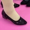 Spring and summer women's sandals hollow rhinestone single shoes medium heel thick heel fashion 4050 year old dancing mother sandals woman