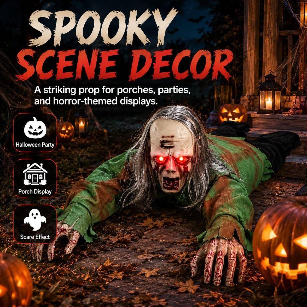 Bald Head Halloween Crawling Ghost Electric Climbing Zombie Figure Haunted House Prop