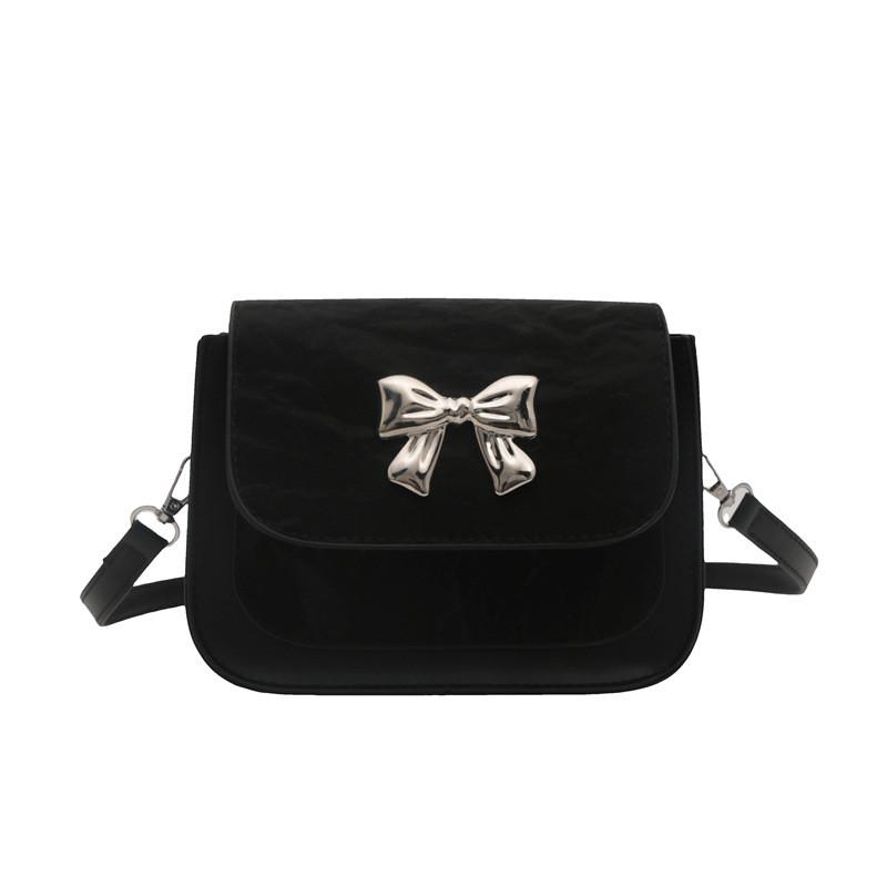 Stylish Summer Small Shoulder Bag For Women With Bow Design And Trendy Fashion Elements In Black Silver And White