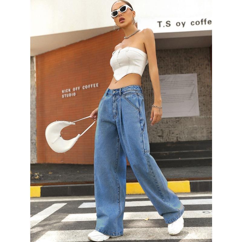 Women's Fashion Thin Casual High Waist Loose Jeans Pants