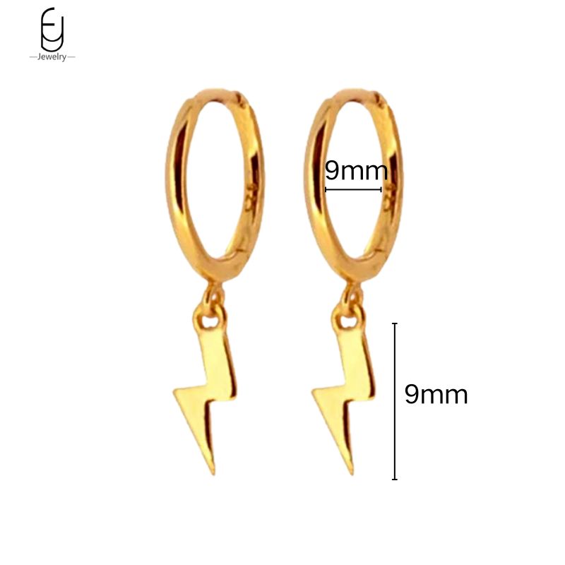 925 Silver Needle Vintage Gold Earrings for women Fashion Lightning Pendant Hoop Earrings Wedding High Luxury Jewelry