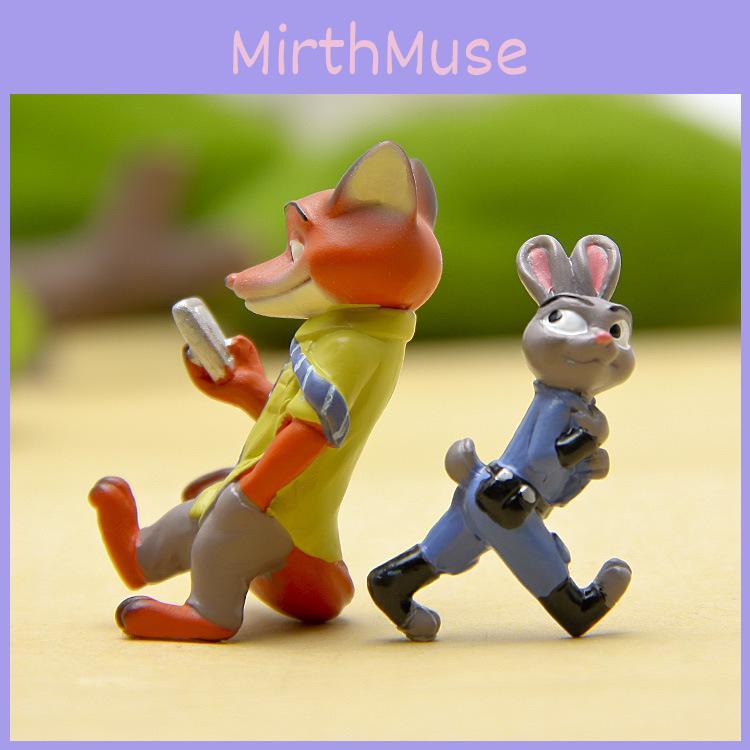 Nick Judy Zootopia Cartoon Rabbit Fox Mini Model Ornament For Landscape Decor