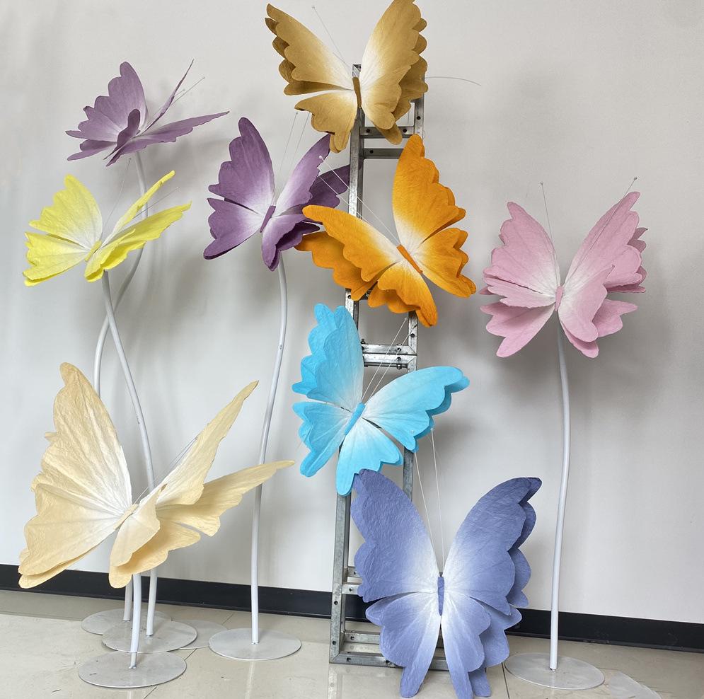 Large Pink Butterfly Art Set for Visual Merchandising, Window Decoration, Floral Display, and Hotel Landscaping