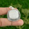 Daughters Day Deal Cushion Natural White Quartz 925 Silver Bezel Sister Pendant