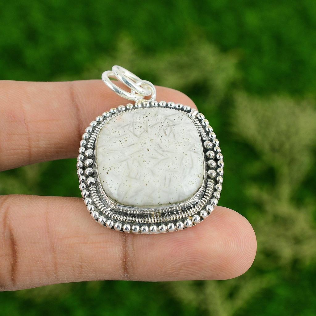 Daughters Day Deal Cushion Natural White Quartz 925 Silver Bezel Sister Pendant