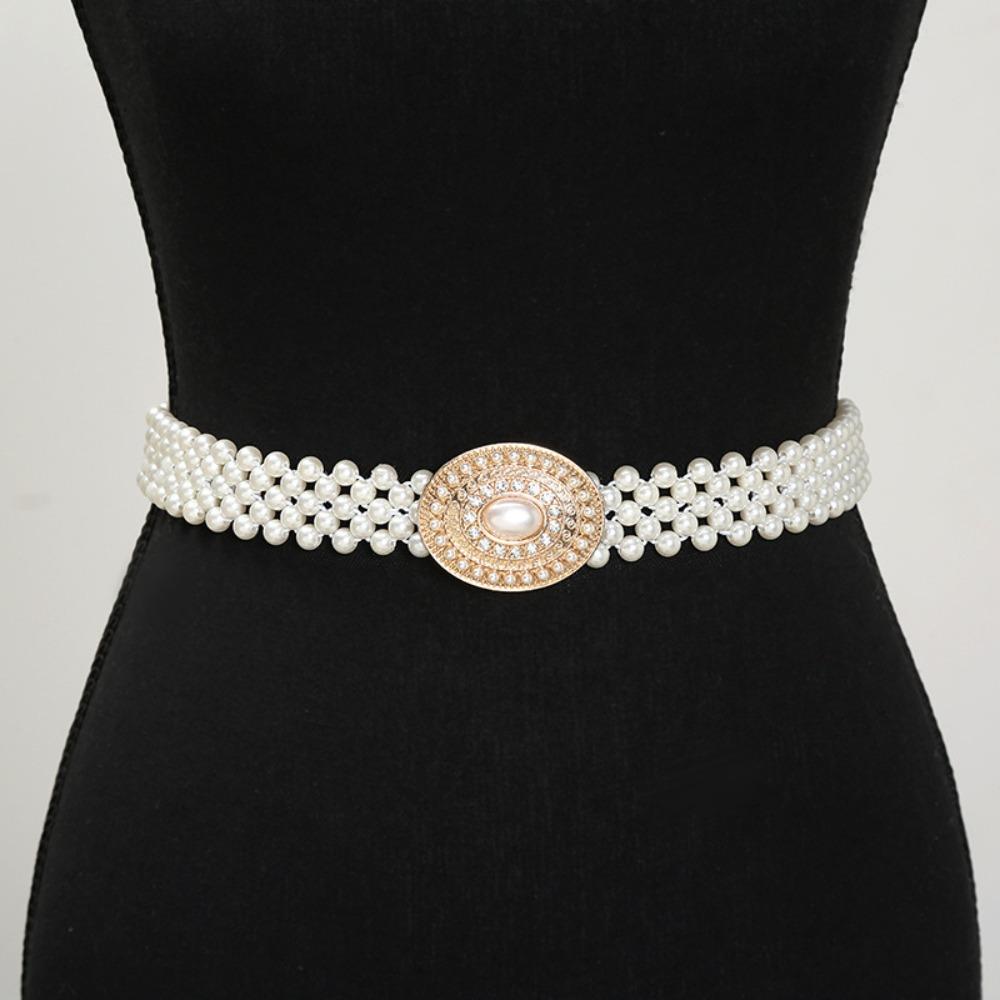Široký elastický pas Bling dámský pásek Sweet Pearl pasový pásek sukně dekorativní