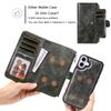 For iPhone 16 Plus Magnetic Case Detachable PU Leather Zipper Wallet Cover