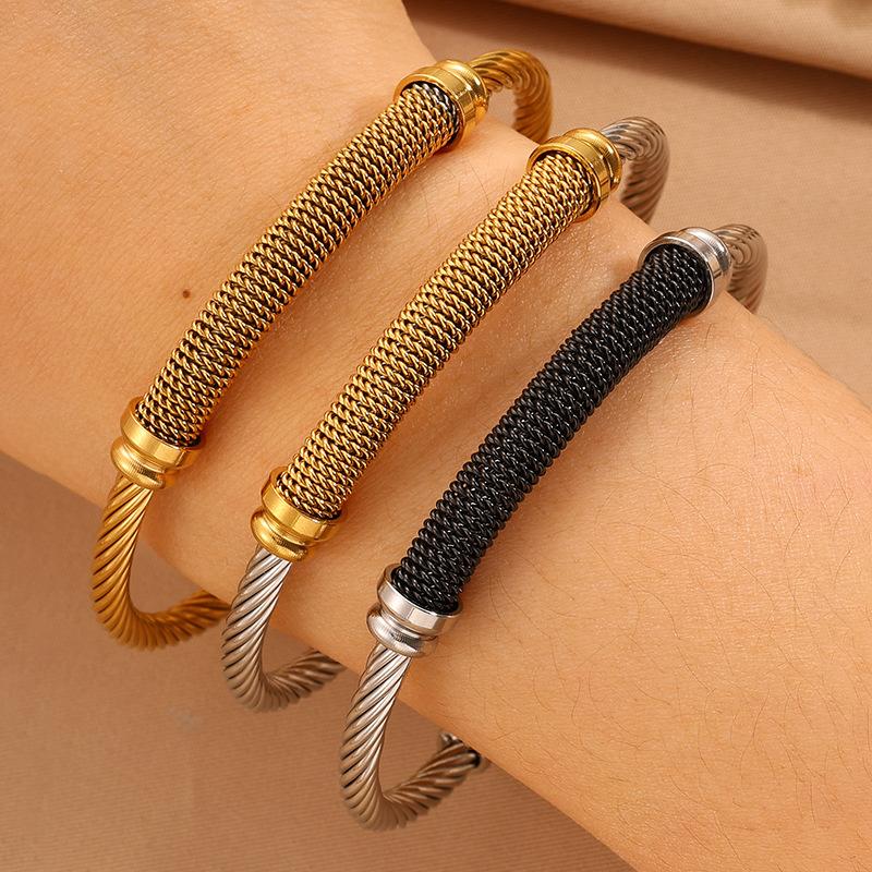 Design Steel Wire Opening Mesh Light Luxury C-shaped Fashionable Color Matching Versatile Bracelet