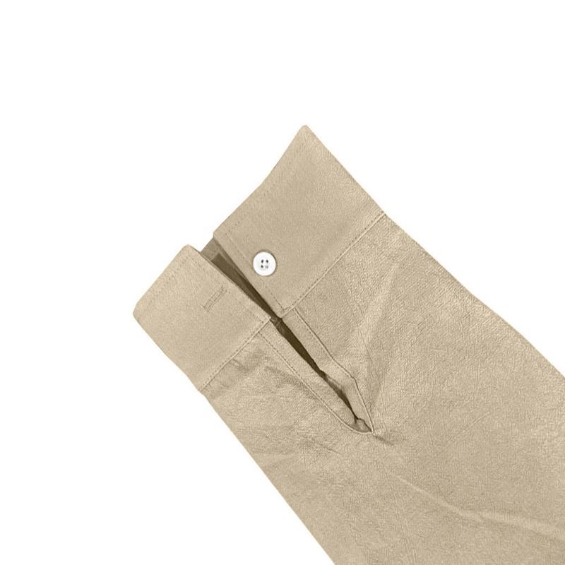Men Solid Linen Stand Collar Casual Loose Long Sleeve Breathable Shirt