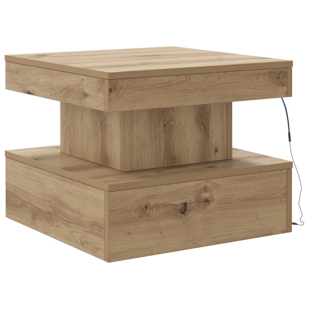 LED Coffee Table In Artisan Oak Finish 50 X 50 X 40 Cm