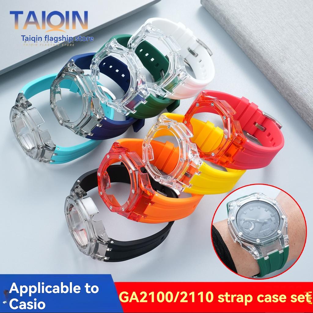 Ga2100 Silicone Mod Kit Strap Case Set For Casio GA-2100/2110 GA-B2100 Transparent Glacier Case Watchband With Refit Tool