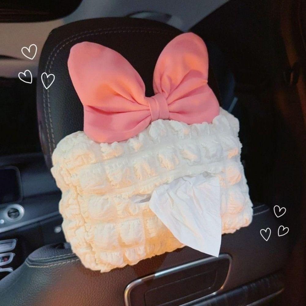 Hanging Type Flower Car Tissue Box Puff Grid Paper Organizer Storage Bag  Car Interior Accessories