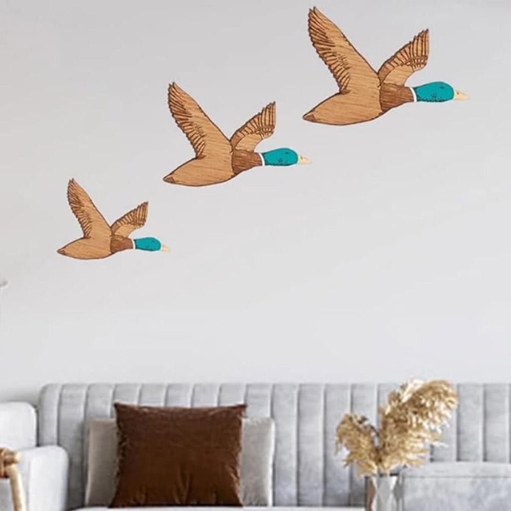 3pcs Duck Ornaments Collection Wooden Flying Ducks Wall Art For Farmhouse Decor Duck Ornament Dad
