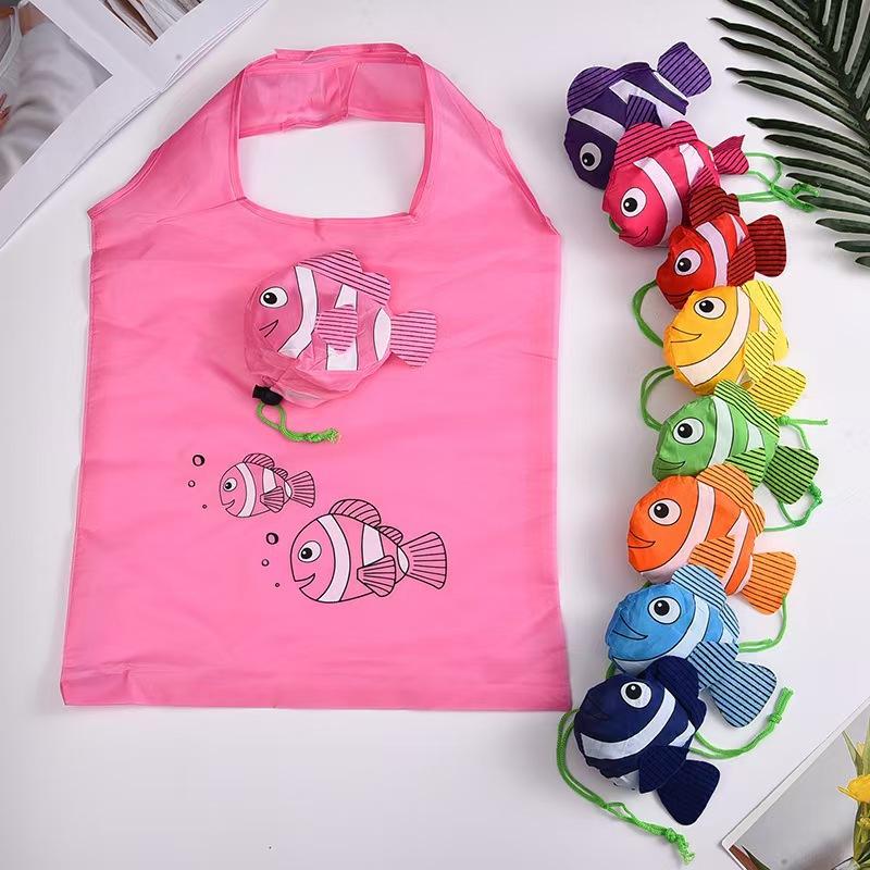 Sevimli Tropikal Balık Katlanabilir Alışveriş Çantası Büyük Kapasiteli Süpermarket Alışveriş Çantası Taşınabilir Yeniden Kullanılabilir Çevre Dostu Çanta Saklama Çantası