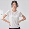 Women's Lightweight Cross-Cutout Yoga T-Shirt - Breathable Textured Short Sleeve Slim Fit for Summer Fitness