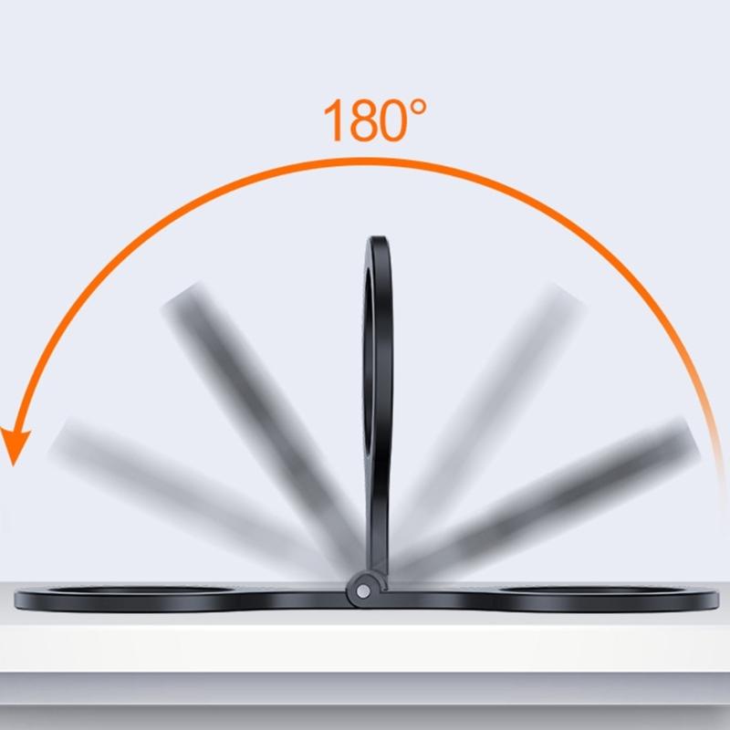 Portable Metal Phone Mount Adjustable Multiple Angle Magnetic Base Mobile Phone Rack for Content Creators Travel Office Use