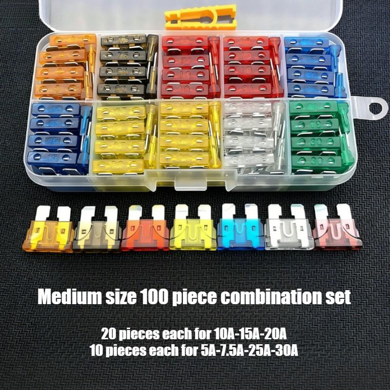 Car Fuse Assortment Set Profile Middle Size Blade Type Fuse Auto Car Truck 2-35A Fuse with Box Clip