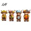 Hand Painted Highland Cattle 4 Pcs Seasonal Cow Figurines Spring Summer Fall Winter Rustic Shelf Accent Seasons Scottish Statue Resin Table