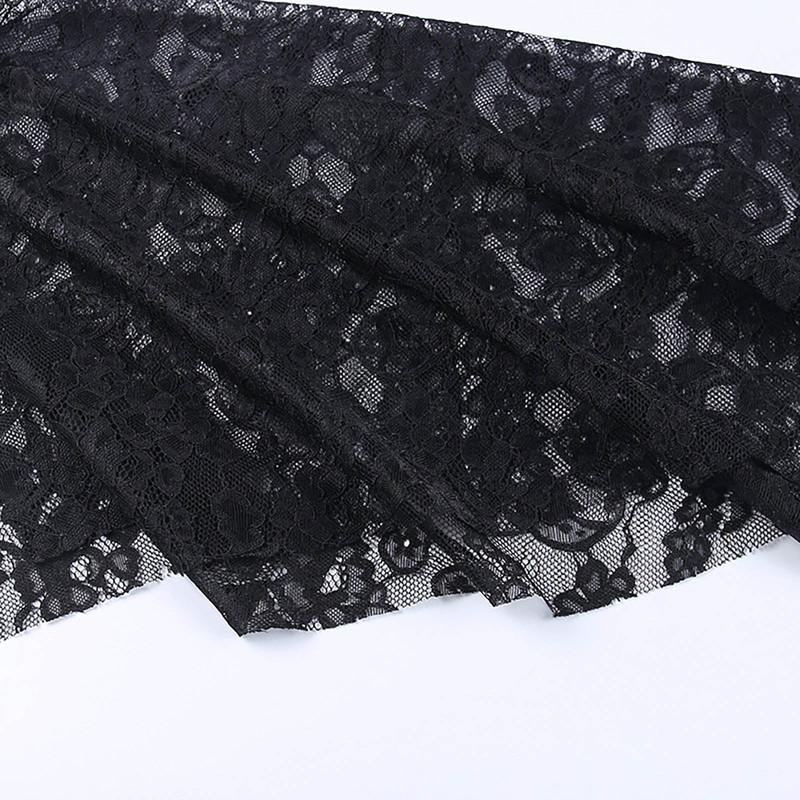 Gothic See Through Shrug Tops Grunge Aesthetic Black Flare Sleeve Crop Top Women Streetwear Vintage Punk Sexy Clothing