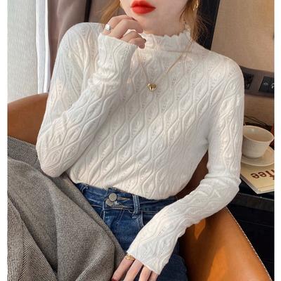 Herbst und Winter Halber Stehkragenpullover für Damen Mode Slim Fit Warmer Pullover Pullover Damen Elegant Vintage Solide Lose Damen Strickwaren 24858