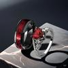 Goth Romantisch Inleg Rood Kristal Zirkoon Hartvorm Dubbel Draak Patroon Koppel Ringen voor Vrouwen Mannen Luxe Schittering Sieraden Cadeau