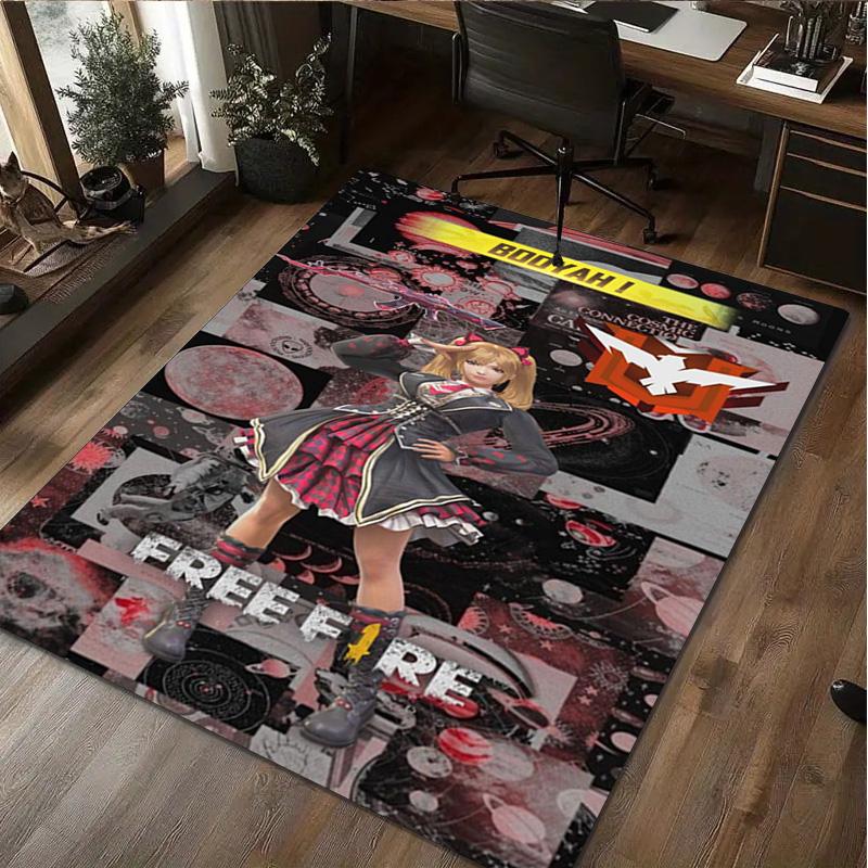 1Pc Free Fire Print Rug - Computer Chair Area Rug Home Decoration Carpet For Living Room Bedroom Flooring Mat
