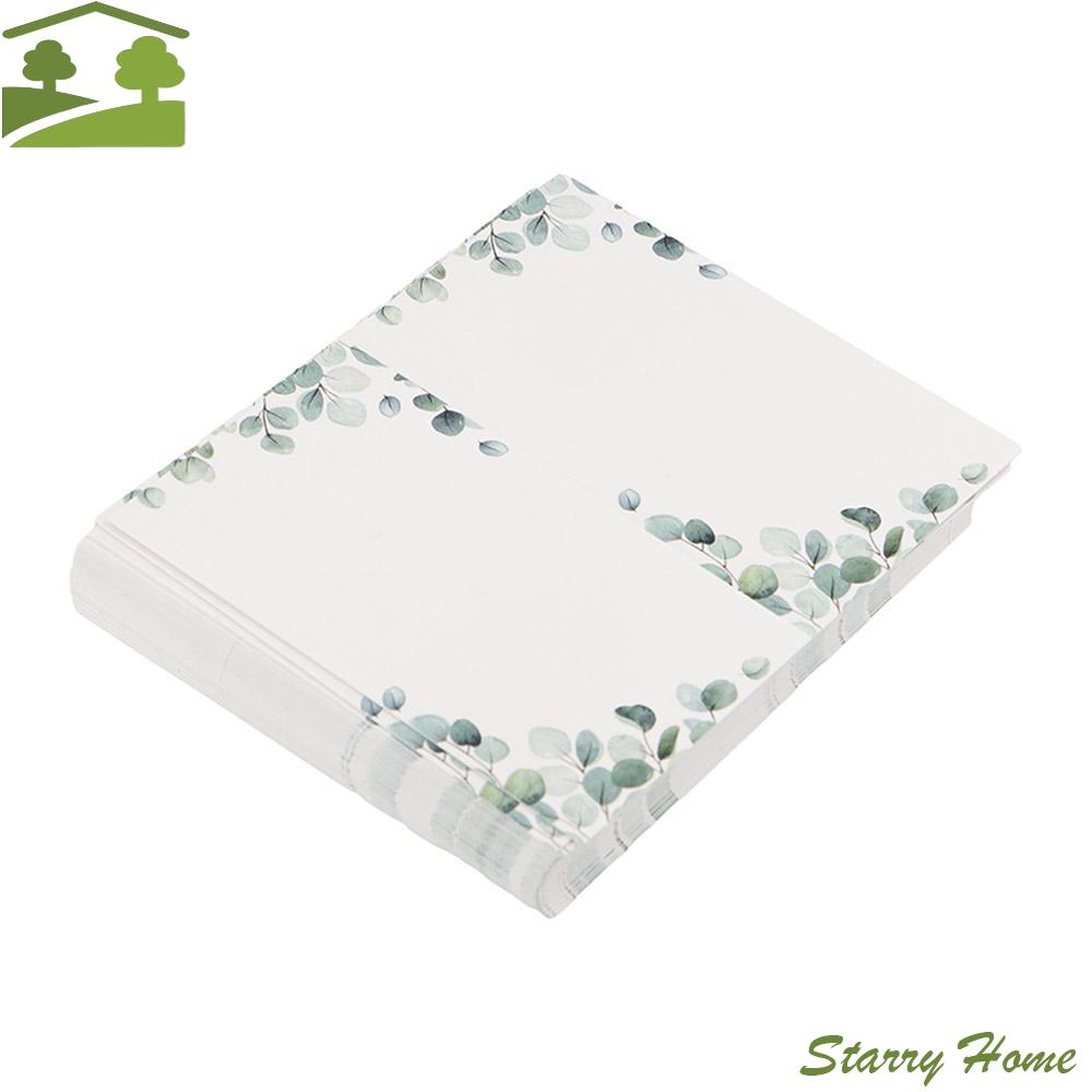 50pcs Blank Green Leaf Table Place Cards Folded Elegant Message Setting Card Paper Tented Name Card