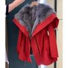 WTEMPO Hooded Faux Fur Christmas Red Coat Women's Thick Warm Autumn Winter Large Size Plush Jacket Streetwear Coat