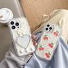 Cherry Blossom Bowknot Heart Mirror Phone Case for iPhone 17 Pro Max - Soft Silicone Ins Style