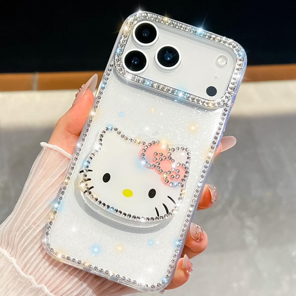 Love Mirror Stand Mobile Phone Case for Apple 17Air Fashion 16E Glitter Powder 15PROMAX Glitter Diamond Case