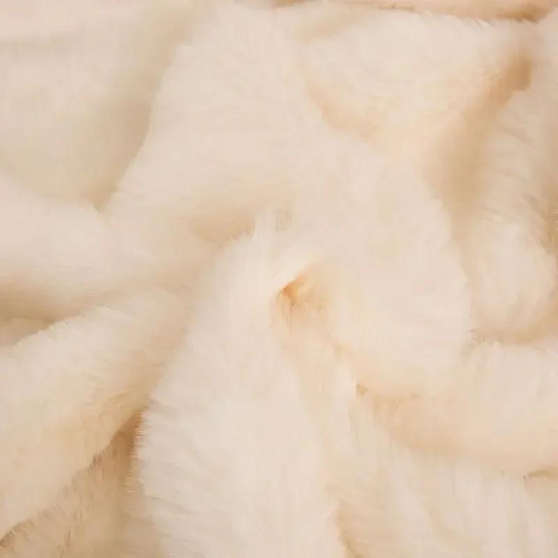 Rabbit Plush Large Sofa Anti Slip Cover Cloth Thick Winter All Inclusive Sofa Cushion Anti Cat Scratch Universal Cover Blanket