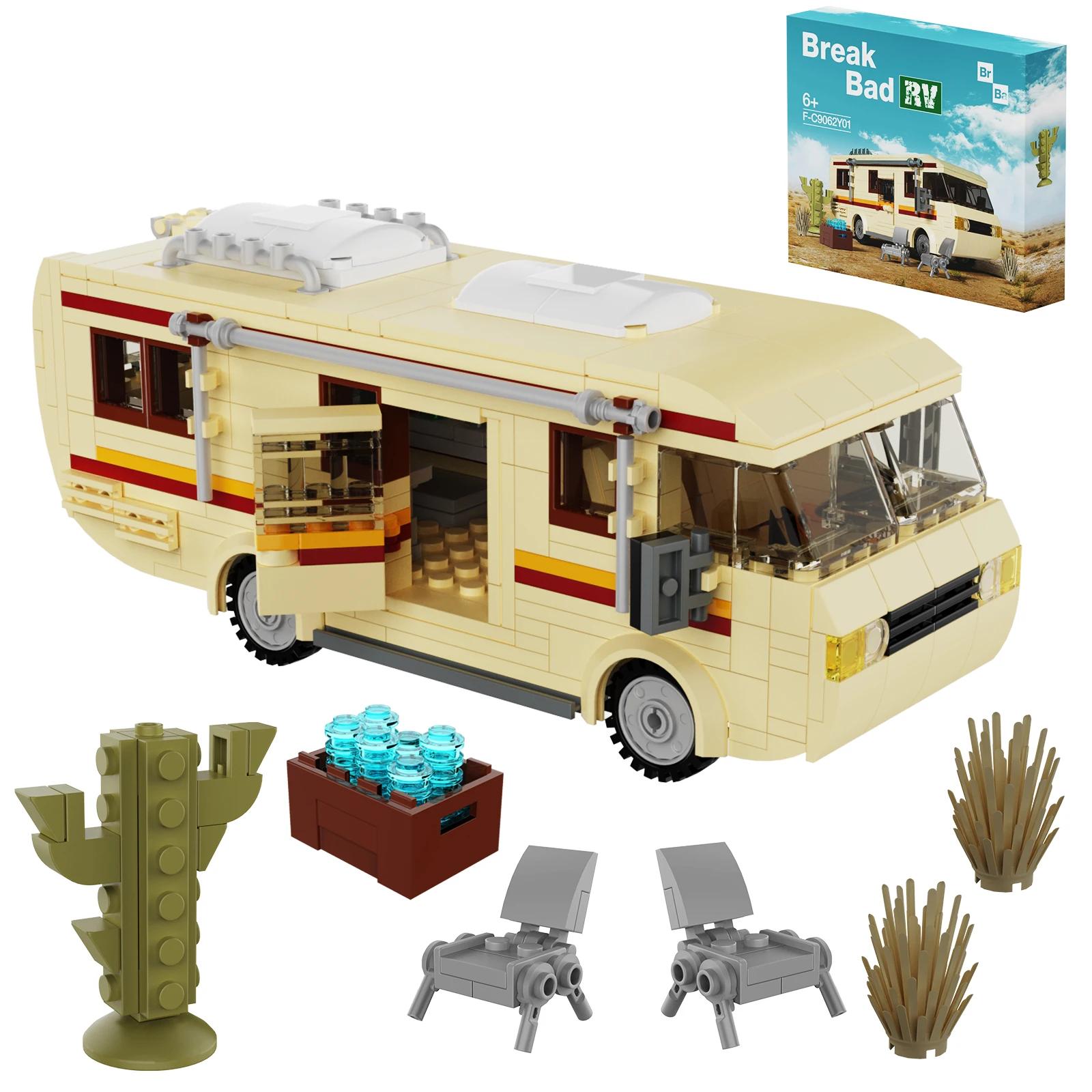 

Breaking Bad Cooking Lab RV Car Pinkman Educational Building Blocks Set Walter White Vehicle Toy для детей, подарок на день рождения Paper manual