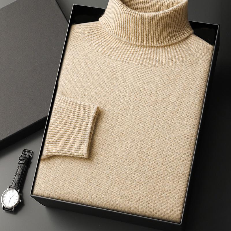 Cashmere 2025 Men's High Neck Solid Color Pullover Sweater - Autumn/Winter Collection