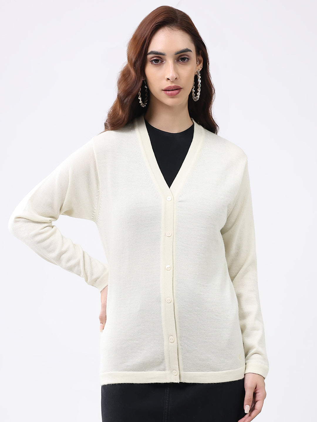 Monte Carlo Womens Regular Fit Solid Cardigan XL кремовый