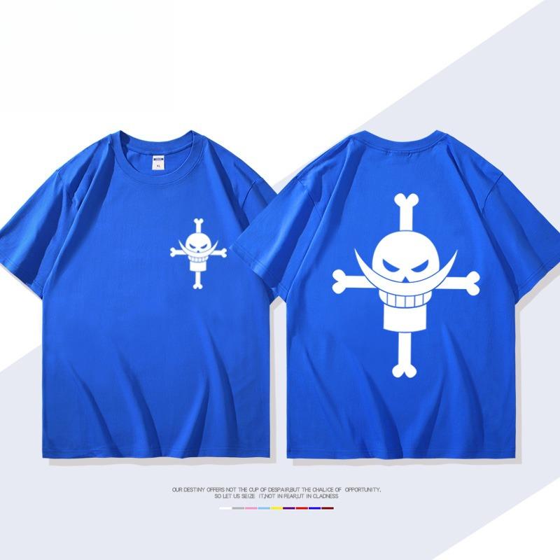 ONE PIECE Animation Derivatives White Beard EdwardNewgate Printed Short Sleeve Tshirt Mens Womens Fashion Loose Cotton Top