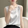 Suspender vest women's imitation silk outer wear suit design sense satin summer new bottom round neck inner top