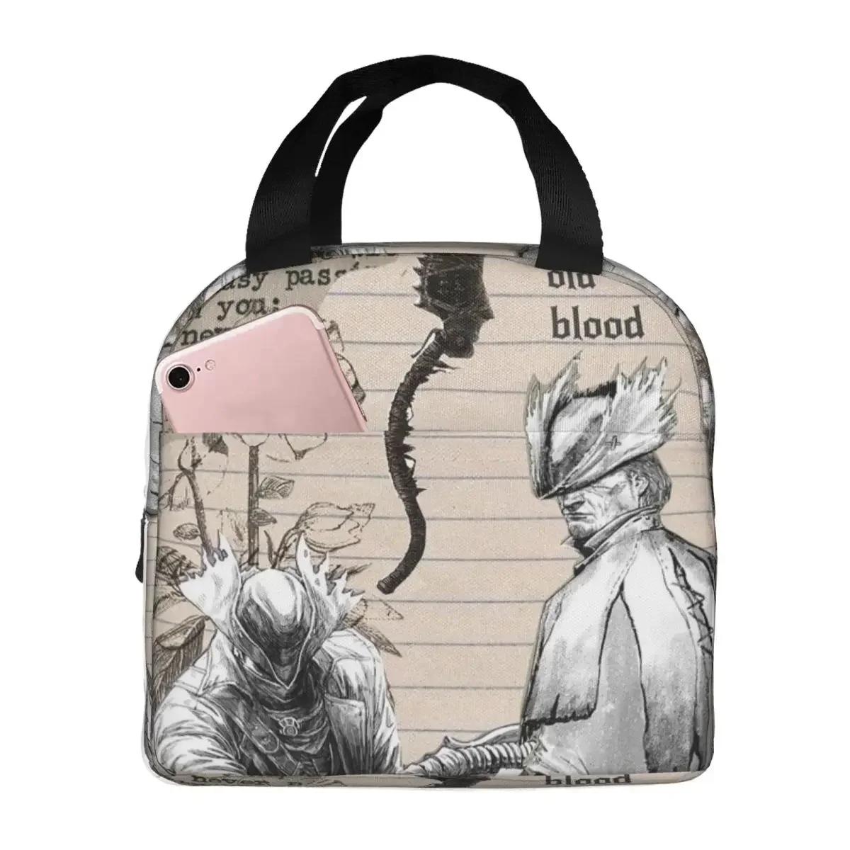 Bloodborne Hunter s Mark Insulated Lunch Bag for Women Kids Portable Food Boxes Thermal Lunch Box Tote One Size